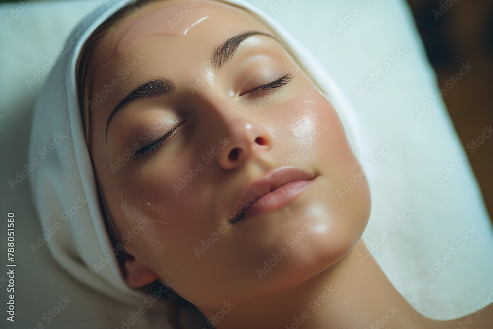 Luxury spa salon resort person have beauty relaxing procedure, Generative AI illustration picture Luxury spa salon resort person have beauty relaxing procedure, Generative AI illustration picture