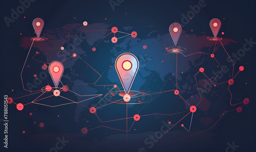 Global gps positioning system concept: pinpoint accuracy on world map | vector illustration 