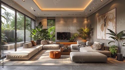 Modern contemporary design of a living room
