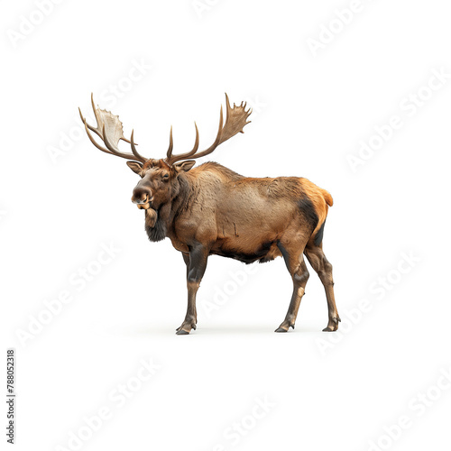 Large Moose Standing on Top of White Floor. Generative AI
