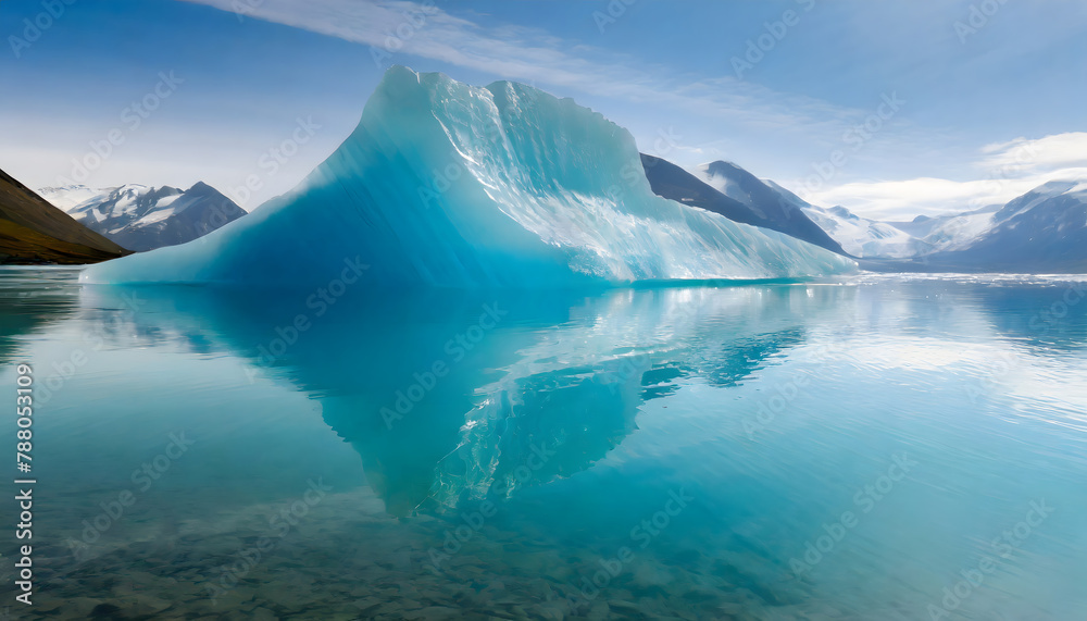 Crystal Clear Iceberg Lake background. Generative AI.
