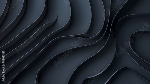Black background, simple waving lines, minimalist style, dark gradient backdrop, relief effect, mysterious moving atmosphere. The wallpaper is dark, exquisite details, smooth winding curves.