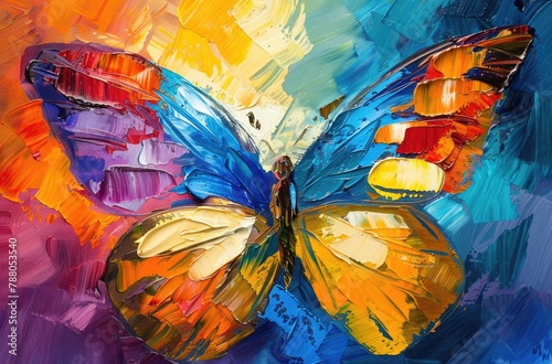  Impressionist Elegance  Colorful Butterfly in Acrylic Brushstrokes 