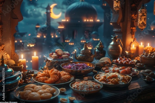 Experience the Essence of Ramadan: Tranquil Nights, Islamic Symbols, and Festive Lights in Cultural Vectors