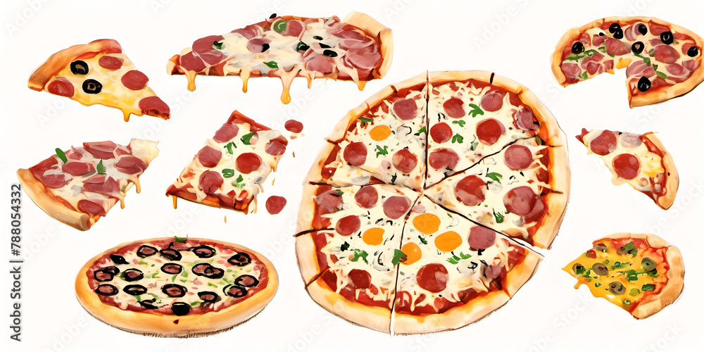 set of pizza with different shapes set of pizza with different shapes