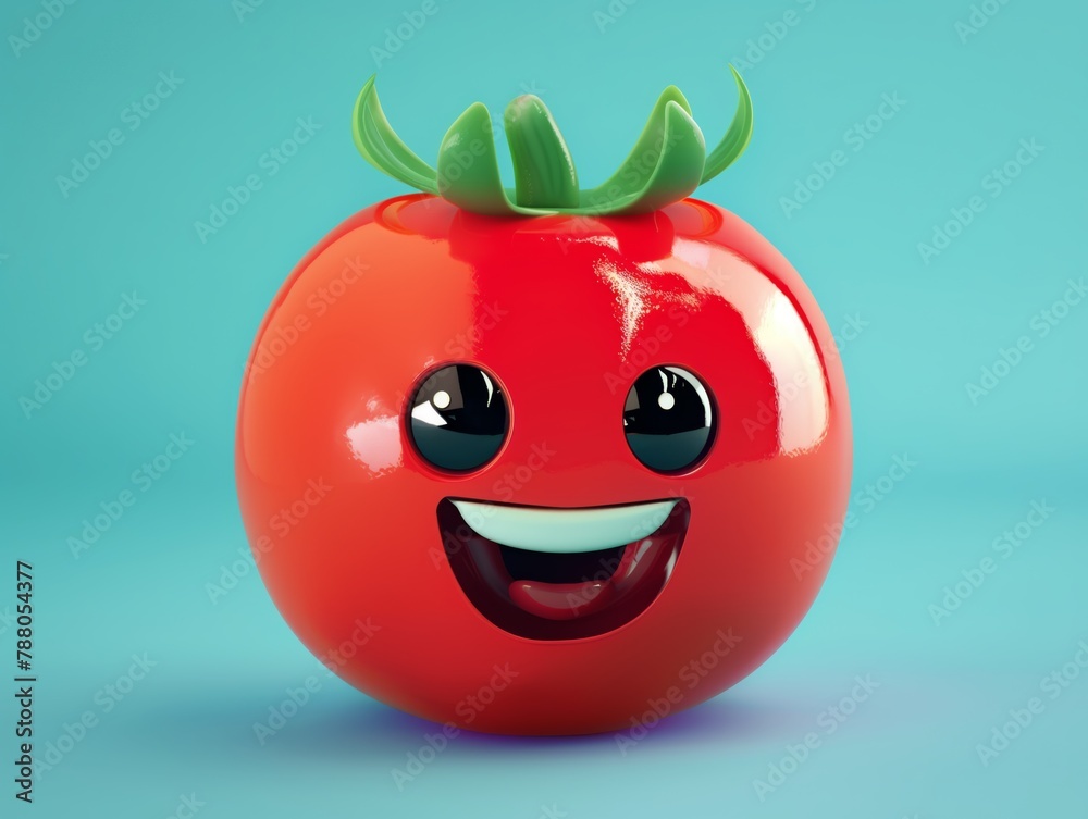 Smilie face tomato emoji 3d render happy