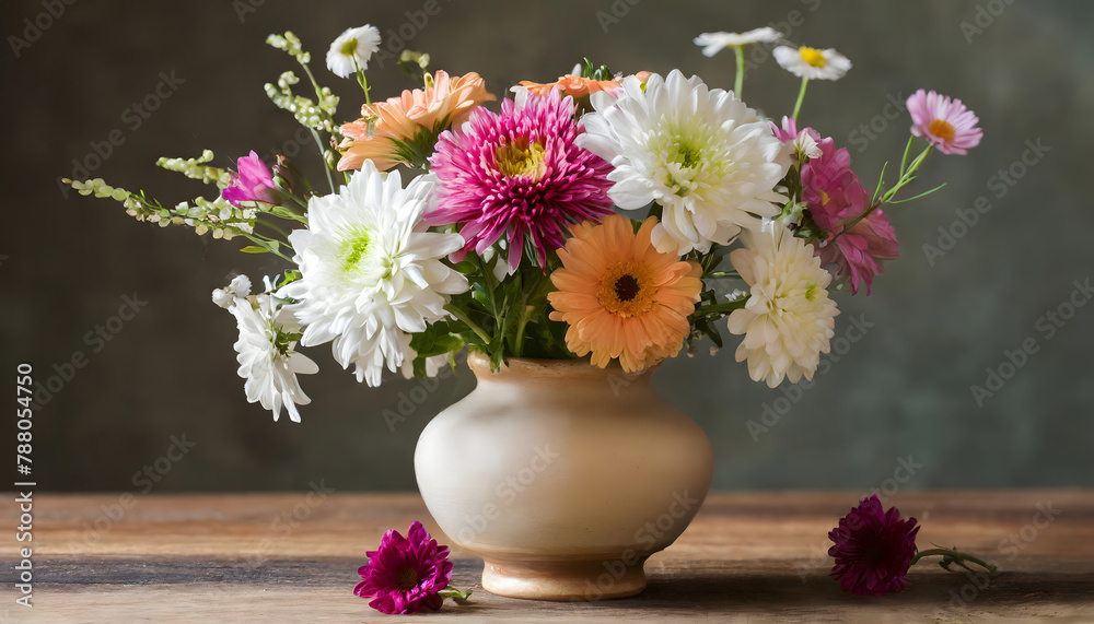 Flowers in a Vase. Generative AI. Flowers in a Vase. Generative AI.