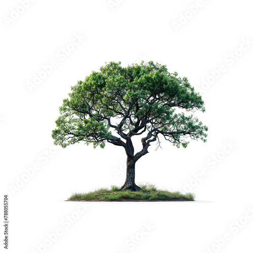 Tree With Green Leaves on White Background. Generative AI