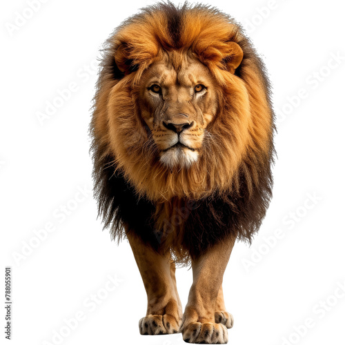 A lion facing camera on a transparent background