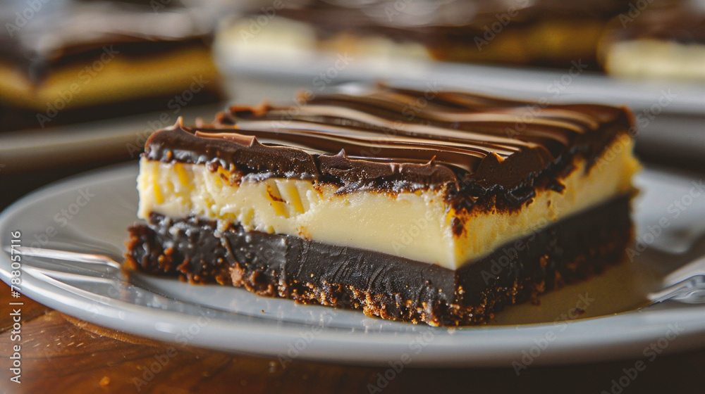 Delicious chocolate cake on wooden table, closeup. Delicious dessert Delicious chocolate cake on wooden table, closeup. Delicious dessert