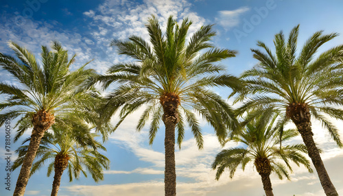 Palm Trees against Sky background. Generative AI. © hanifa