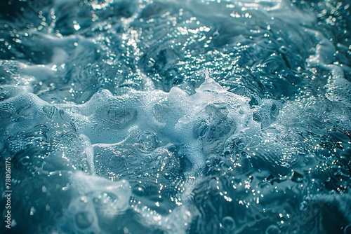 Close up of water splashes in blue tone. Abstract background.