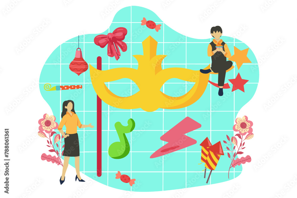 Fototapeta premium New Year Celebration Flat Design Illustration