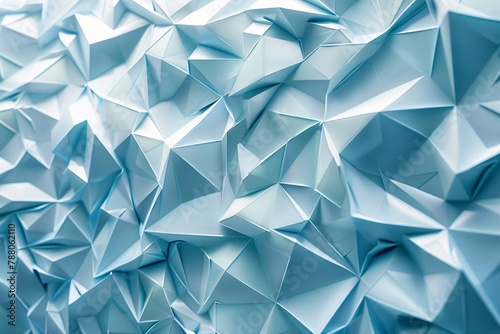 Beautiful futuristic Geometric background for presentation. Textured intricate 3D wall in light blue and white tones