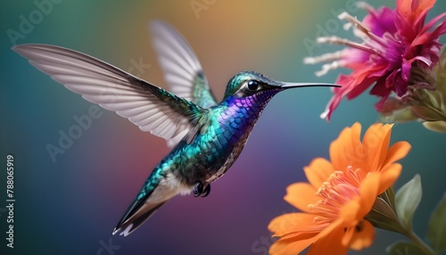 hummingbird feeding on flower © AI Stock