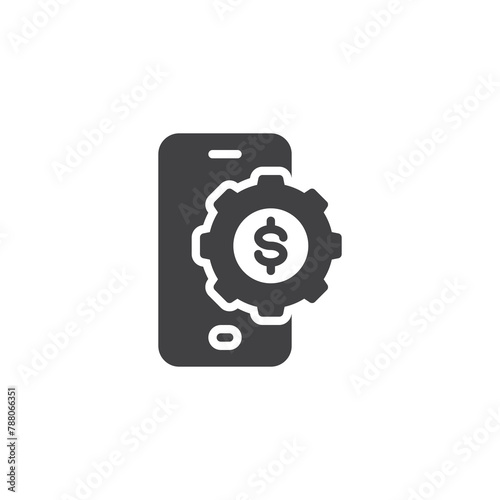 Phone with gear and money vector icon