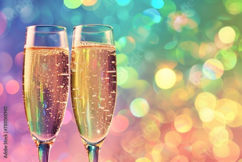 Festive LGBTQ Toasting: Hearts, Champagne, and Bubbly Spills—Perfect for Wedding Backgrounds, NYE Celebrations, and Birthday Festivities