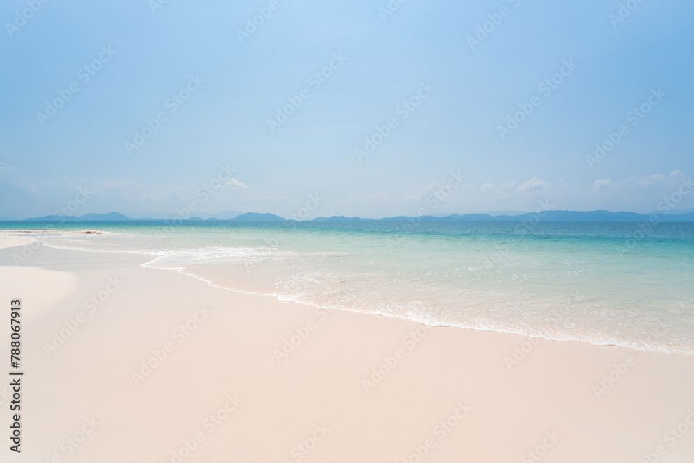 Beautiful sandy beach and sea water and waves in southern Thailand, Asia