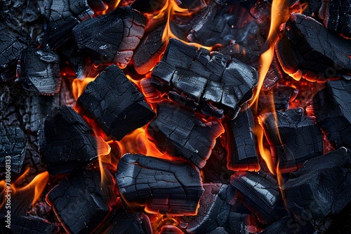 A fire pit with a bunch of charcoals burning in