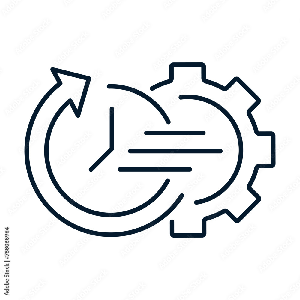 The concept of speeding up the work process. Vector linear icon isolated on white background. The concept of speeding up the work process. Vector linear icon isolated on white background.