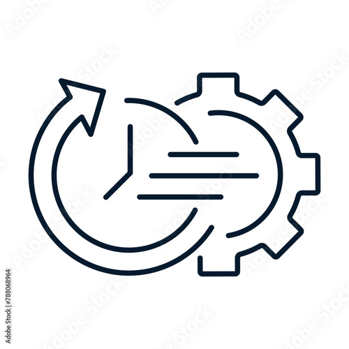 The concept of speeding up the work process. Vector linear icon isolated on white background.