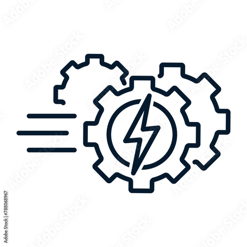 Mechanical energy icon. Acceleration. Vector linear icon isolated on white background.