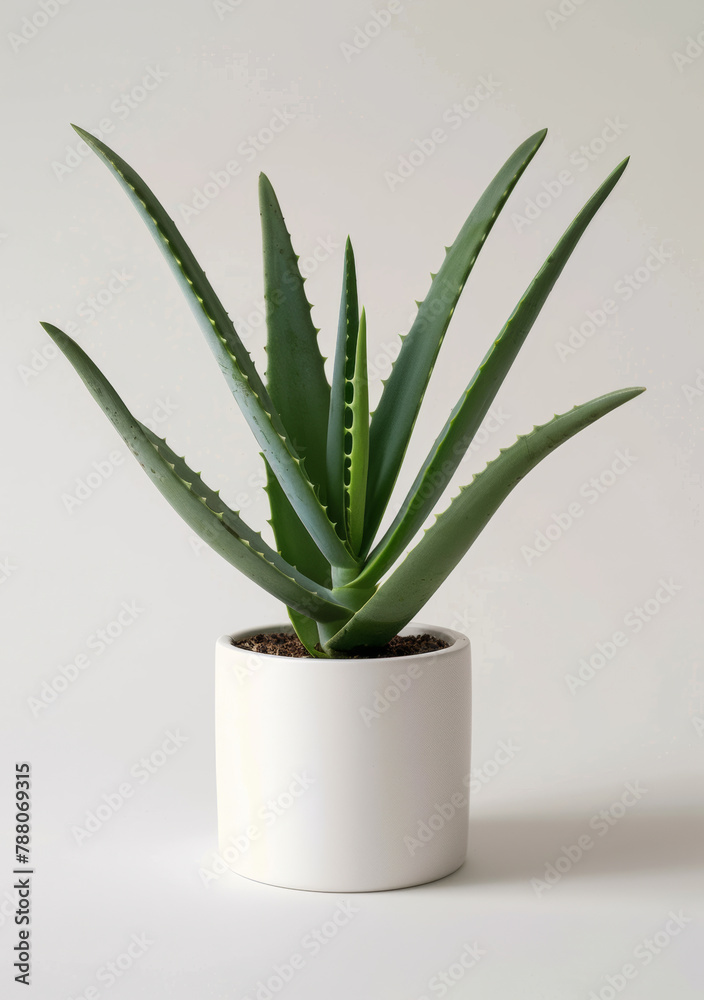 Nature, aloe and succulent with studio, pot and green growth for decoration. Plant, leaf and sustainable development for eco friendly gardening, carbon capture and hope isolated on white background Nature, aloe and succulent with studio, pot and green growth for decoration. Plant, leaf and sustainable development for eco friendly gardening, carbon capture and hope isolated on white background