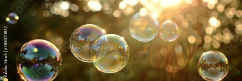 Colorful soap bubbles reflecting vibrant rainbow colors in a captivating background image