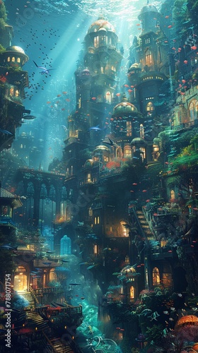 An underwater Atlantis, reborn with advanced technology, where humans and merfolk coexist 