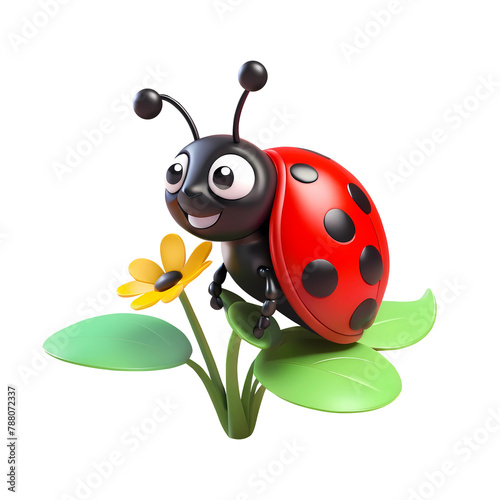 3d ladybug cartoon character Isolated On Transparent Background, PNG File Add
