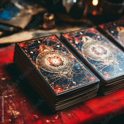 Mystic Layers: Stacks of Diverse Tarot Cards