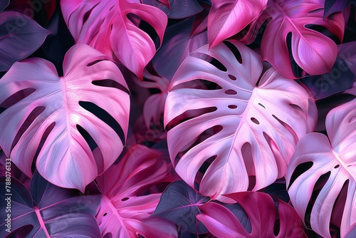 pinkwhite varigated huge monstera deliciosa in wild detailed, HD, 8K photo