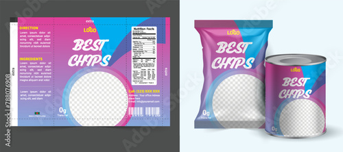 Potato chips package design, foil bags with the original file in 3d illustration. Chip's packaging ideas | chip packaging, packaging vector, eps