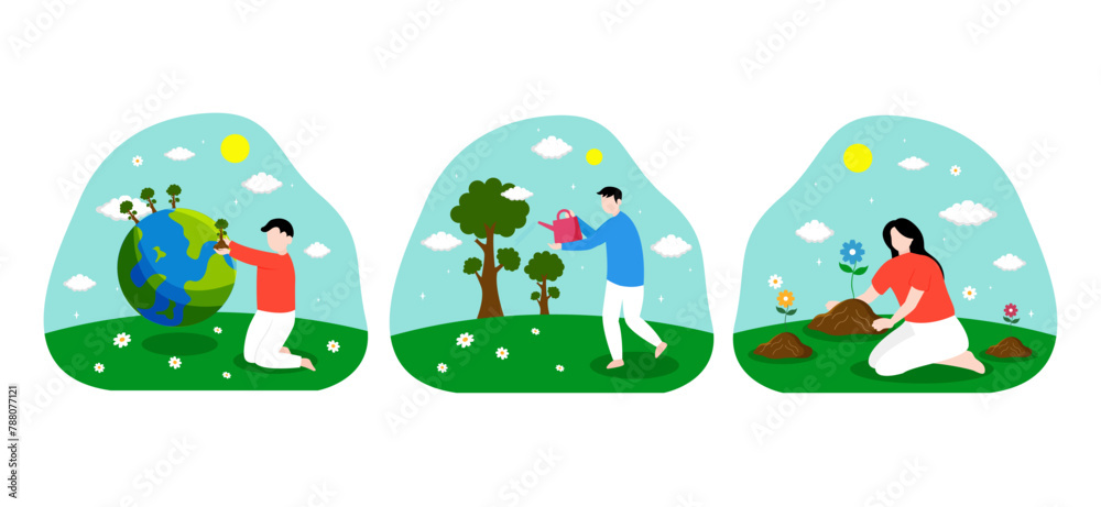 Flat Bundle Earth Day Design Illustration Flat Bundle Earth Day Design Illustration