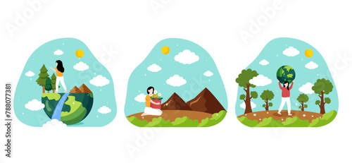 Earth Day Flat Bundle Design Illustration