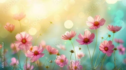 Vibrant spring floral background colorful nature landscape with soft focus flowers in early summer