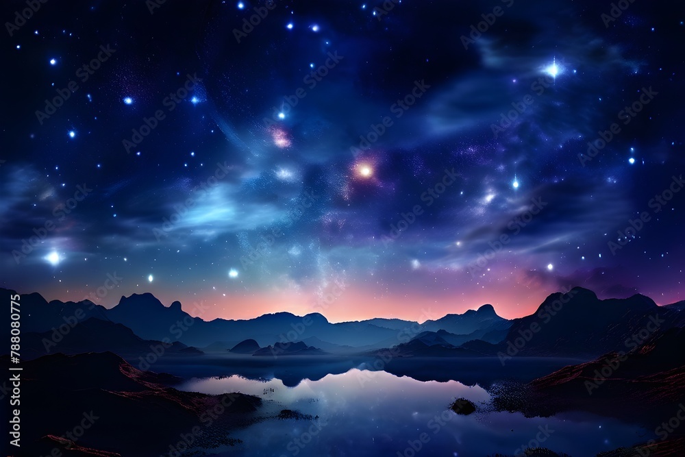 night sky photography transformed into a tech inspired universe with stars replaced by digital art icons