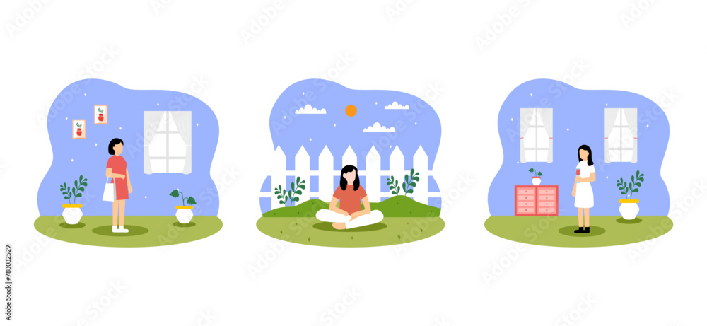 Flat Bundle Weekend Activity Design Illustration Flat Bundle Weekend Activity Design Illustration