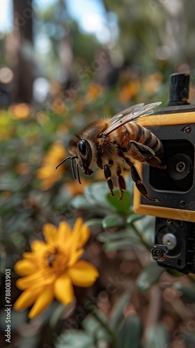 Cybernetic beekeeping, robotic bees pollinating urban gardens, biodiversity support