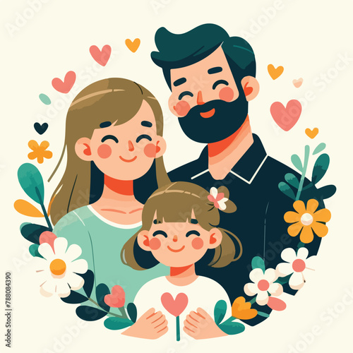 vector happy family illustration flat design