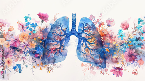  World Asthma Day. Awareness of lung cancer, pneumonia, asthma, COPD, pulmonary hypertension, world no tobacco day and eco air  photo