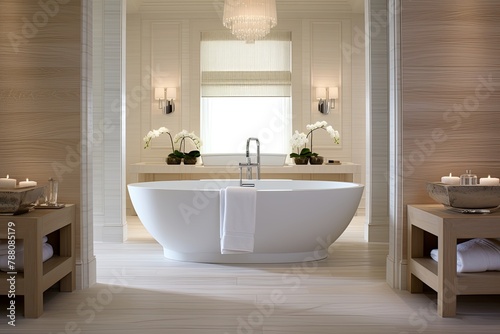 Freestanding Tub Elegance  Luxury Hotel Bathroom Designs with Floor-Mounted Faucet and Statement Piece