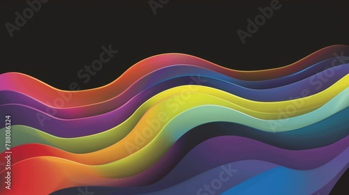 modern colorful wave lines. Wave Shape with black background.