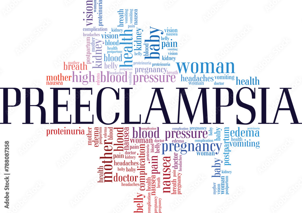 Preeclampsia word cloud conceptual design isolated on white background. Preeclampsia word cloud conceptual design isolated on white background.