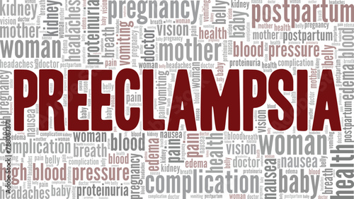 Preeclampsia word cloud conceptual design isolated on white background.