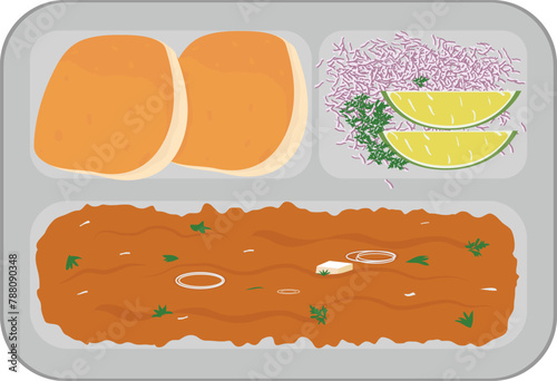 Authentic Pav Bhaji Illustration: Mumbai Street Food Delight