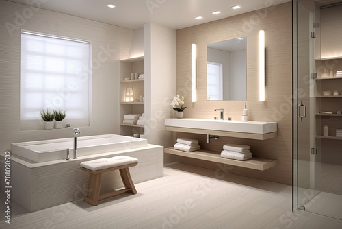 Contemporary Elegance: Minimalist Spa Bathroom with Clean Design © Michael
