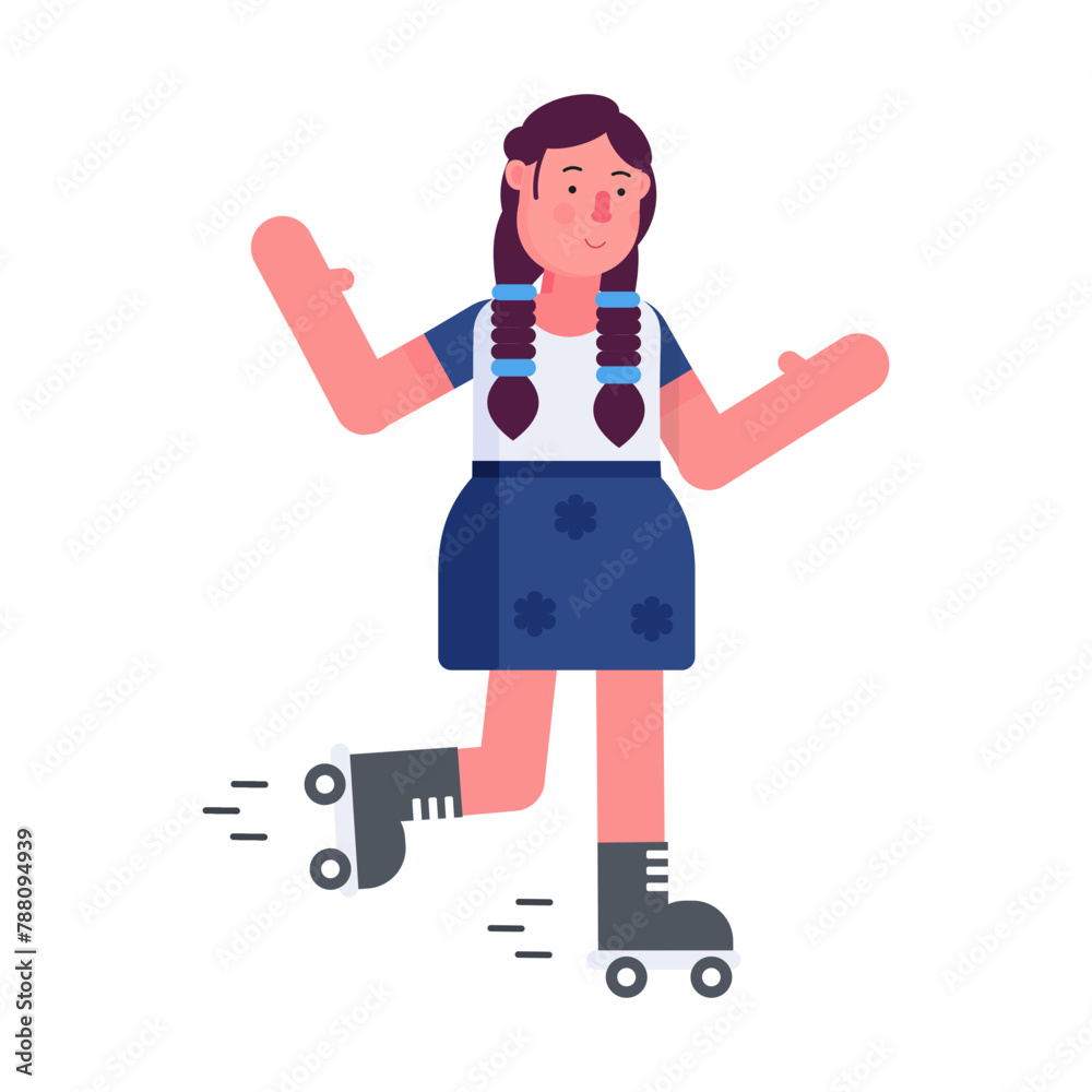 Handy flat icon of a roller skating girl 