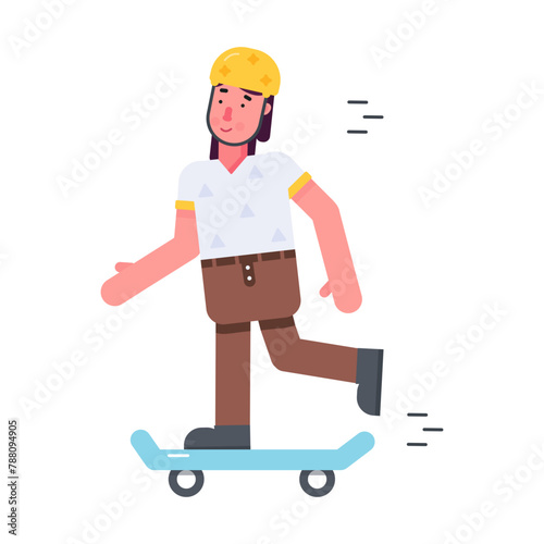 Ready to use flat icon of a skateboarding girl 