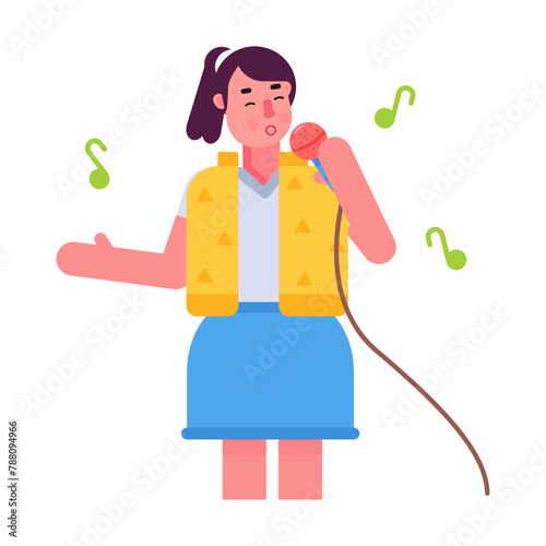 Download flat icon of singing girl